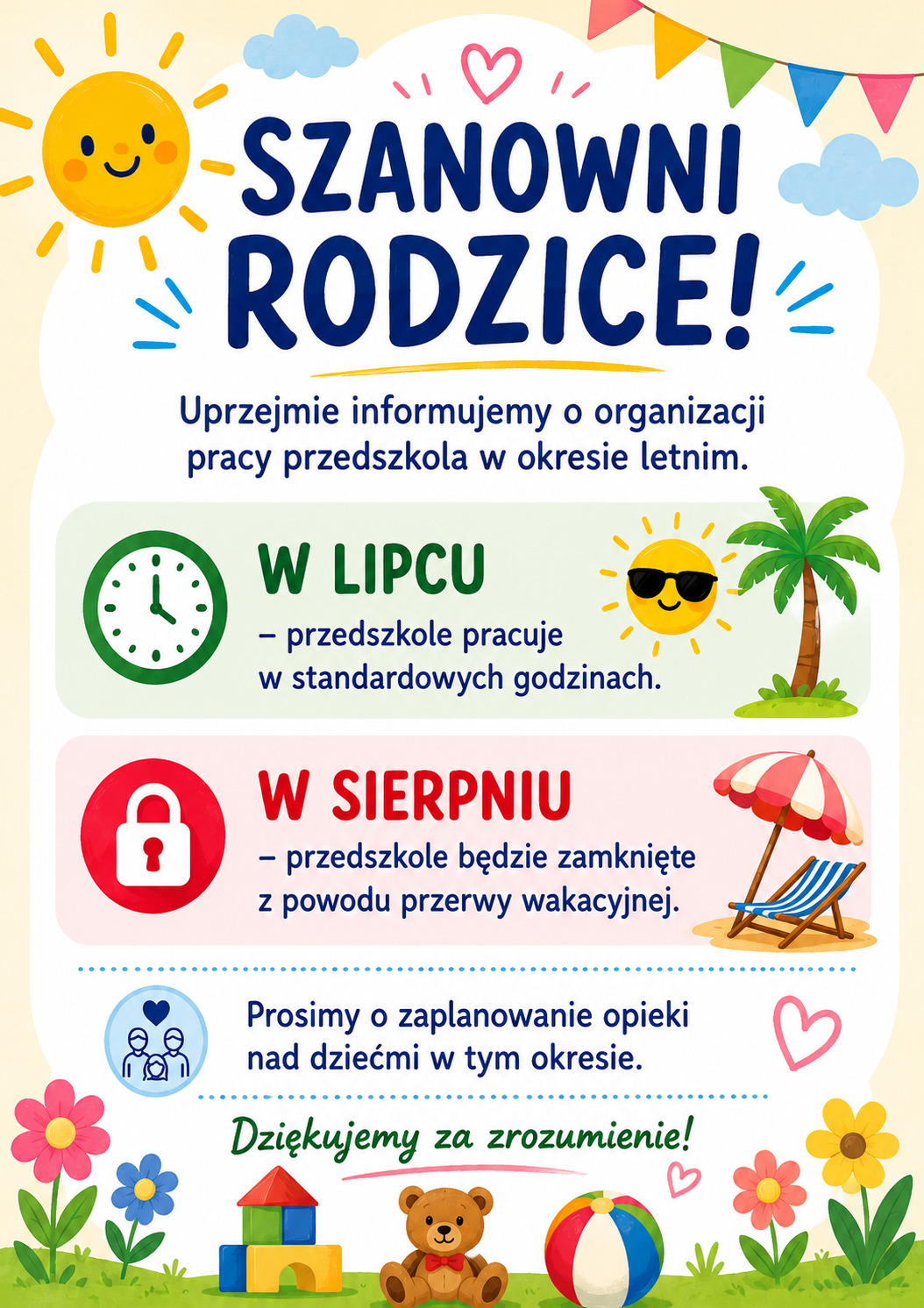 Read more about the article Organizacja pracy przedszkola w okresie letnim